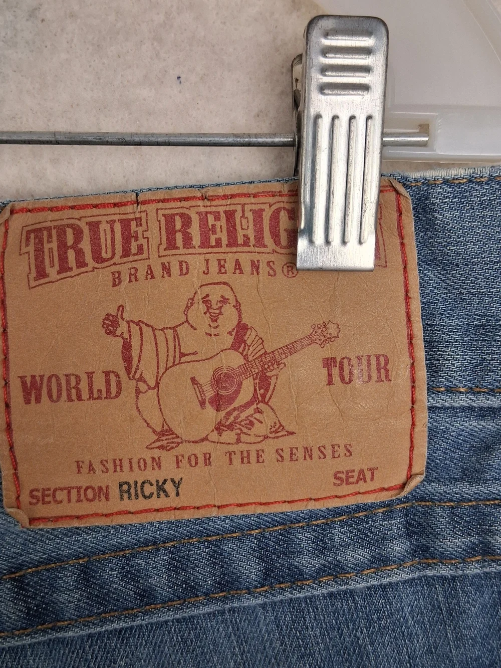 True Religion World Tour Ricky Jeans Mens 36 Distressed Straight Leg Made In USA